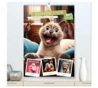 LUNATIC CATS Enjoy hilarious and wacky sayings (High Quality Premium Wall Calendar 2026 DIN A2 portrait),CALVENDO 12 Month Wall Calendar: Ironic furry friends with amusing quips