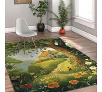 Lunatique Forêt Fleurs Sauvages Tapis de Sol Cottage Jardin Arbre Mince Tapis d’intérieur Lavable Portable pour Vivre Chambre de crèche Balcon 80 x 120 cm