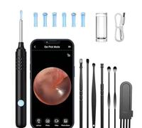 Lunava Pro Nettoyeur d'oreille avec caméra, extracteur de cérumen HD IP67, miroir d'oreille étanche 3,5 mm, pour iPhone et smartphones Android (noir)