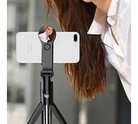 Lunavo TD® Trépied Selfie Bluetooth Rétractable, Support Téléphone Portable avec Miroir, Contrôle à Distance, 19-68cm, Noir