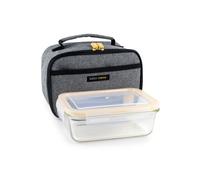 Lunch Away Sac Isotherme Gris/Noir Et Boite En Verre Peche