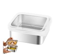 Lunch Box (2-in-1) - 304 Stainless Steel Draining Food Container | Leakproof Storage With Colander Lid For Vegetables Fruits | Stackable Kitchen Basket For Meal Prep, Home Camping Picnic Pantry