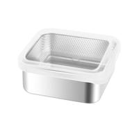 Lunch Box (2-in-1) - 304 Stainless Steel Draining Food Container | Leakproof Storage With Colander Lid For Vegetables Fruits | Stackable Kitchen Basket For Meal Prep, Home Camping Picnic Pantry