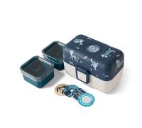 monbento - Lunch Box Enfant Tresor bleu Wolf - Boite Gouter 3 Compartiments pour Enfant - Idéal pour Repas et Goûter Ecole/Pique-nique - Compatible Micro-ondes - Sans BPA - Personnalisable - Loup