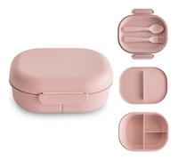 mushie Boîte à repas Lunchbox enfant maped picnik | Séparateur et compartiments avec couvercles verrouillables | Avec fourchette et cuillère à couverts (Blush)