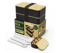 Lunch Box Boîte repas Bento encastrable 2 étages Couvercle Bambo Umami 1.2 L Noir