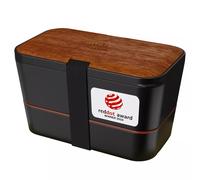 Umami Bento Lunch Box, Couverts & 2 Pots à Sauce Inclus, Boîte Repas Encastrable, Lunchbox Micro-Ondable, Boîte à Lunch Adulte Compartimentée, Bento Box, Sapele Noir, 1500 ml