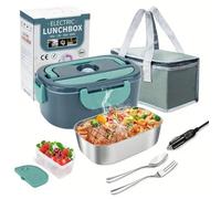 Lunch Box Chauffante, 3 en 1 Boite Chauffante Repas(12V / 24V / 220V), 1.5L Portable Gamelle Chauffante, 60W Boite a Repas