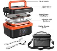 Lunch Box Chauffante Électrique - Batterie rechargeable 16 000 mAh - 1L - Minuterie intelligente - Boîte à lunch chauffante