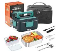 Lunch Box Chauffante, Gamelle Chauffante Électrique, 2,5L Boîte à Lunch Électrique 24V/12V,Boîte Chauffante Repas 304 Acier Inoxydable, Chauffage Rapide, pour Travail, Voiture, Chantier (Vert foncé)