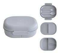 Mushie Boîte à repas Cloud – Compartiments verrouillables, séparateur, fourchette & cuillère – Gris