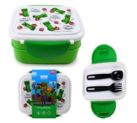 Puckator Boîte repas bento compartimentée Minecraft Creeper & TNT avec couverts