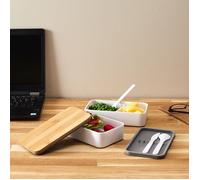 Cook Concept – Lunch Box KA4820 2 niveaux, bande élastique, 18.5×10.5×9.7 cm Fleurie