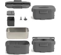 Lunch box électrique - Maintient au chaud - 45W - 2 compartiments - Acier inoxydable - Gris
