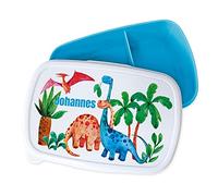 Lunch Box Enfant Personnalisée Bleue Avec Séparateurs, Prénom et Dinosaure - Cadeau Inscription Scolaire, Sandwich Box Garçon