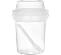 Lunch box gobelet 44 cl à double compartiment en plastique transparent avec couverts - - ALTOBUY Transparent G