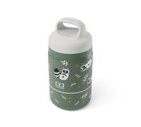 monbento - Lunch Box Enfant Isotherme Handy Vert Raccoon - Boite Repas 500 ml 2 Étages - Bento Inox 2-en-1 Garde au Chaud & Froid - Sans BPA - Idéal pour École/Sorties Scolaires
