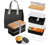Lunch Box Kit, 1400Ml Boite Repas Avec 7.5L Sac Isotherme Repas Et Couverts, Bento Lunch Box Isotherme, Lunchbox Micro Ondable