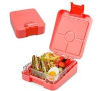 Lunch box - Klarstein schmatzfatz easy snack - Pour enfants - 4 compartiments - 18 x 15 x 5cm - sans BPA - corail G