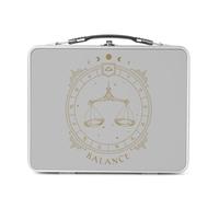 Lunch Box Métal Argenté pour Sandwich et Snack - Balance Cartomancie Signe Astrologie Zodiaque Astres Constellation Tarot - Boîte à Goûter Aluminium Gamelle Rigide Style Rétro Imprimée en France