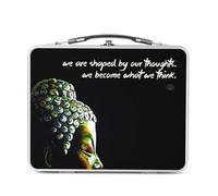 Lunch Box Métal Argenté pour Sandwich et Snack - Become Citation Inspirante Anglais Bouddha Bouddhisme Bien Etre Spiritualite - Boîte à Goûter Aluminium Gamelle Rigide Style Rétro Imprimée en France