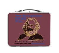 Lunch Box Métal Argenté pour Sandwich et Snack - Bourgeoise Karl Marx Meme Collage Vintage Illustration Art Humour Parodie - Boîte à Goûter Aluminium Gamelle Rigide Style Rétro Imprimée en France