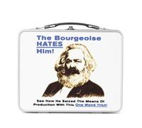 Lunch Box Métal Argenté pour Sandwich et Snack - Bourgeoise Karl Marx Meme Collage Vintage Illustration Art Humour Parodie - Boîte à Goûter Aluminium Gamelle Rigide Style Rétro Imprimée en France