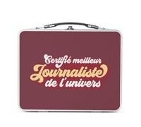Lunch Box Métal Argenté pour Sandwich et Snack - Certifié meilleur Journaliste de l'univers Journal Ecrivain Media Reporteur - Boîte à Goûter Aluminium Gamelle Rigide Style Rétro Imprimée en France