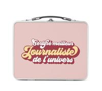 Lunch Box Métal Argenté pour Sandwich et Snack - Certifié meilleur Journaliste de l'univers Journal Ecrivain Media Reporteur - Boîte à Goûter Aluminium Gamelle Rigide Style Rétro Imprimée en France