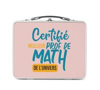 Lunch Box Métal Argenté pour Sandwich et Snack - Certifié meilleur prof de Math de l'univers Professeur College Lycee Mathematiques - Boîte à Goûter Aluminium Gamelle Rigide Style Rétro Imprimée en