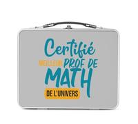 Lunch Box Métal Argenté pour Sandwich et Snack - Certifié meilleur prof de Math de l'univers Professeur College Lycee Mathematiques - Boîte à Goûter Aluminium Gamelle Rigide Style Rétro Imprimée en