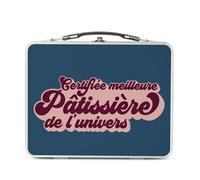 Lunch Box Métal Argenté pour Sandwich et Snack - Certifiée meilleure Patissière de l'univers Boulangerie Gateau Dessert Cuisine - Boîte à Goûter Aluminium Gamelle Rigide Style Rétro Imprimée en France