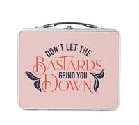 Lunch Box Métal Argenté pour Sandwich et Snack - Don't Let the Bastards Grind You Down Typographie Message Self Care Bien Etre Santé Empowerment - Boîte à Goûter Aluminium Gamelle Rigide Style Rétro