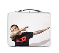 Lunch Box Métal Argenté pour Sandwich et Snack - Emmanuel Macron Dab Photo de Célèbrité Bras Tatoués Humour Politicien - Boîte à Goûter Aluminium Gamelle Rigide Style Rétro Imprimée en France