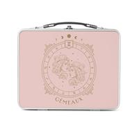Lunch Box Métal Argenté pour Sandwich et Snack - Gemeaux Cartomancie Signe Astrologie Zodiaque Astres Constellation Tarot - Boîte à Goûter Aluminium Gamelle Rigide Style Rétro Imprimée en France