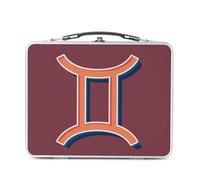 Lunch Box Métal Argenté pour Sandwich et Snack - Gémeaux Signe astrologie Zodiaque Astres Métaphore Symbole Figure Allegorie - Boîte à Goûter Aluminium Gamelle Rigide Style Rétro Imprimée en France