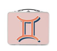 Lunch Box Métal Argenté pour Sandwich et Snack - Gémeaux Signe astrologie Zodiaque Astres Métaphore Symbole Figure Allegorie - Boîte à Goûter Aluminium Gamelle Rigide Style Rétro Imprimée en France