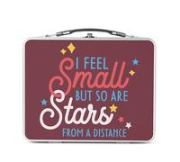 Lunch Box Métal Argenté pour Sandwich et Snack - I Feel Small But So Are Stars Typographie Message Inspiration Self Love Amour - Boîte à Goûter Aluminium Gamelle Rigide Style Rétro Imprimée en France