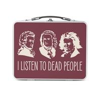 Lunch Box Métal Argenté pour Sandwich et Snack - I Listen to Dead People Bach Mozart Beethoven Music Composer Classical - Boîte à Goûter Aluminium Gamelle Rigide Style Rétro Imprimée en France
