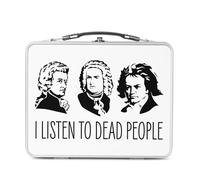 Lunch Box Métal Argenté pour Sandwich et Snack - I Listen to Dead People Bach Mozart Beethoven Music Composer Classical - Boîte à Goûter Aluminium Gamelle Rigide Style Rétro Imprimée en France
