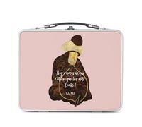 Lunch Box Métal Argenté pour Sandwich et Snack - Il y a Une Voix Qui N'utilise Pas Les Mots Rumi Citation Meditation Spiritualité - Boîte à Goûter Aluminium Gamelle Rigide Style Rétro Imprimée en