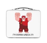 Lunch Box Métal Argenté pour Sandwich et Snack - I'm Gonna Wreck It! Personnage Jeux Vidéo Ralph 8 Bits Arcade Retro Gaming - Boîte à Goûter Aluminium Gamelle Rigide Style Rétro Imprimée en France