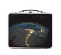 Lunch Box Métal Argenté pour Sandwich et Snack - ISS Splendide Photo De la Terre De Nuit Egypt Espace Station Spatiale - Boîte à Goûter Aluminium Gamelle Rigide Style Rétro Imprimée en France