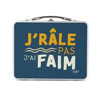 Lunch Box Métal Argenté pour Sandwich et Snack - J'râle pas j'ai Faim Humour Expression - Boîte à Goûter Aluminium Gamelle Rigide Style Rétro Imprimée en France