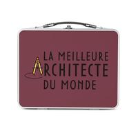 Lunch Box Métal Argenté pour Sandwich et Snack - La Meilleure Architecte du Monde Métier Job Architecture Art Monument - Boîte à Goûter Aluminium Gamelle Rigide Style Rétro Imprimée en France