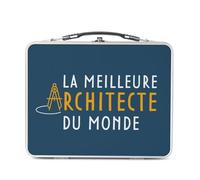 Lunch Box Métal Argenté pour Sandwich et Snack - La Meilleure Architecte du Monde Métier Job Architecture Art Monument - Boîte à Goûter Aluminium Gamelle Rigide Style Rétro Imprimée en France