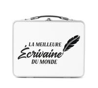 Lunch Box Métal Argenté pour Sandwich et Snack - La Meilleure Ecrivaine du Monde Livre Ecriture Roman Journaliste Métier Litterature - Boîte à Goûter Aluminium Gamelle Rigide Style Rétro Imprimée en