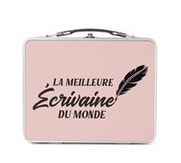 Lunch Box Métal Argenté pour Sandwich et Snack - La Meilleure Ecrivaine du Monde Livre Ecriture Roman Journaliste Métier Litterature - Boîte à Goûter Aluminium Gamelle Rigide Style Rétro Imprimée en