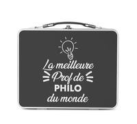 Lunch Box Métal Argenté pour Sandwich et Snack - La Meilleure Prof de Philo du Monde Philosophie Professeur Lycee Universite - Boîte à Goûter Aluminium Gamelle Rigide Style Rétro Imprimée en France
