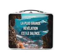 Lunch Box Métal Argenté pour Sandwich et Snack - La Plus Grande Révélation Est Le Silence Lao-Tseu Citation Philosophy Sagesse Wisdom - Boîte à Goûter Aluminium Gamelle Rigide Style Rétro Imprimée en